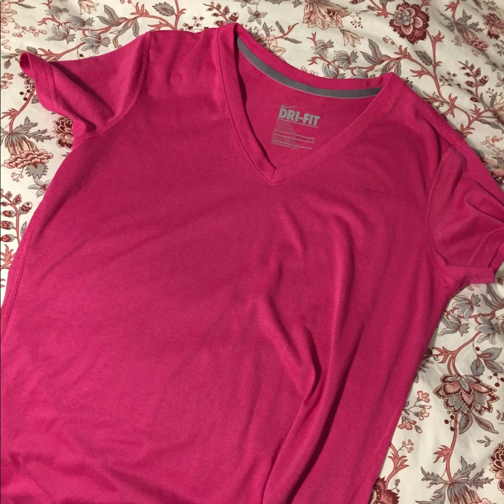 pink nike dri fit shirt